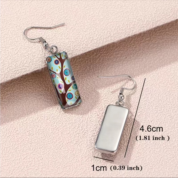 Retro Asymmetrical Colorful Bird Bar Drop Earrings - Picture 2 of 5